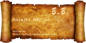 Balajti Béla névjegykártya